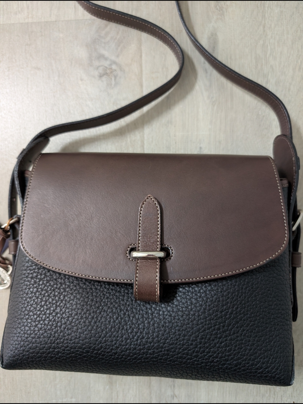 Dooney & Bourke Brown and Black Pebbled Leather Crossbody - Picture 3 of 14